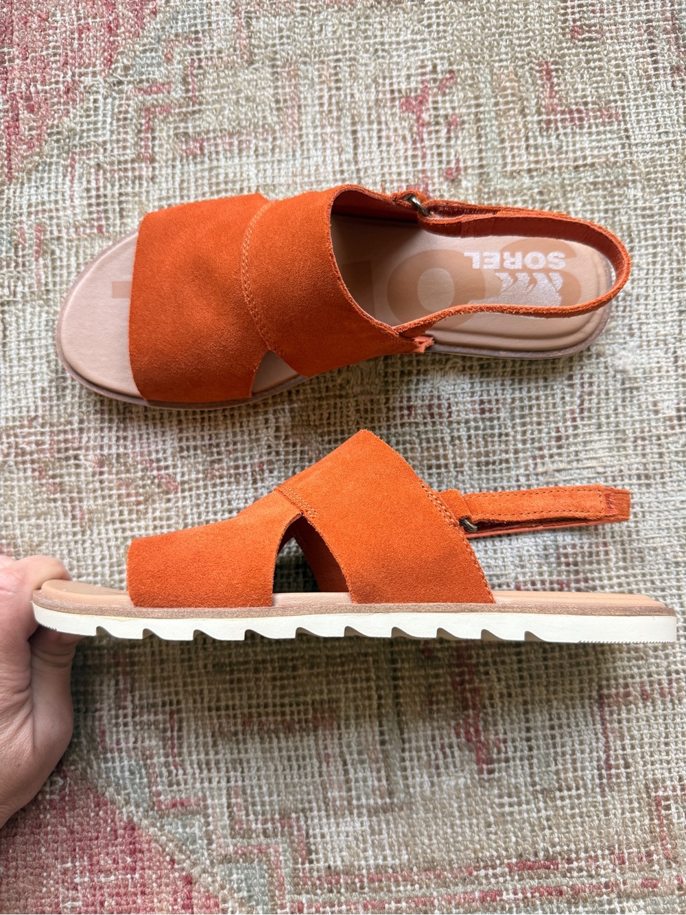 Sorel Orange Suede Slingback Sandals
